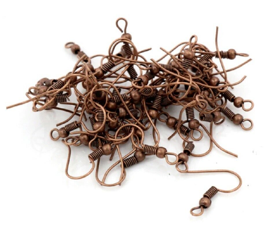 Red Copper Earring Hooks - 18 mm - Cadmium, Nickel & Lead Free - Pack of 50