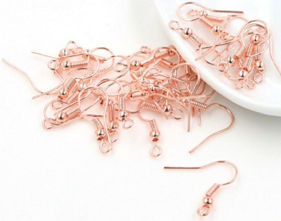 Rose Gold Earring Hooks - 18 mm - Cadmium, Nickel & Lead Free - Pack of 200