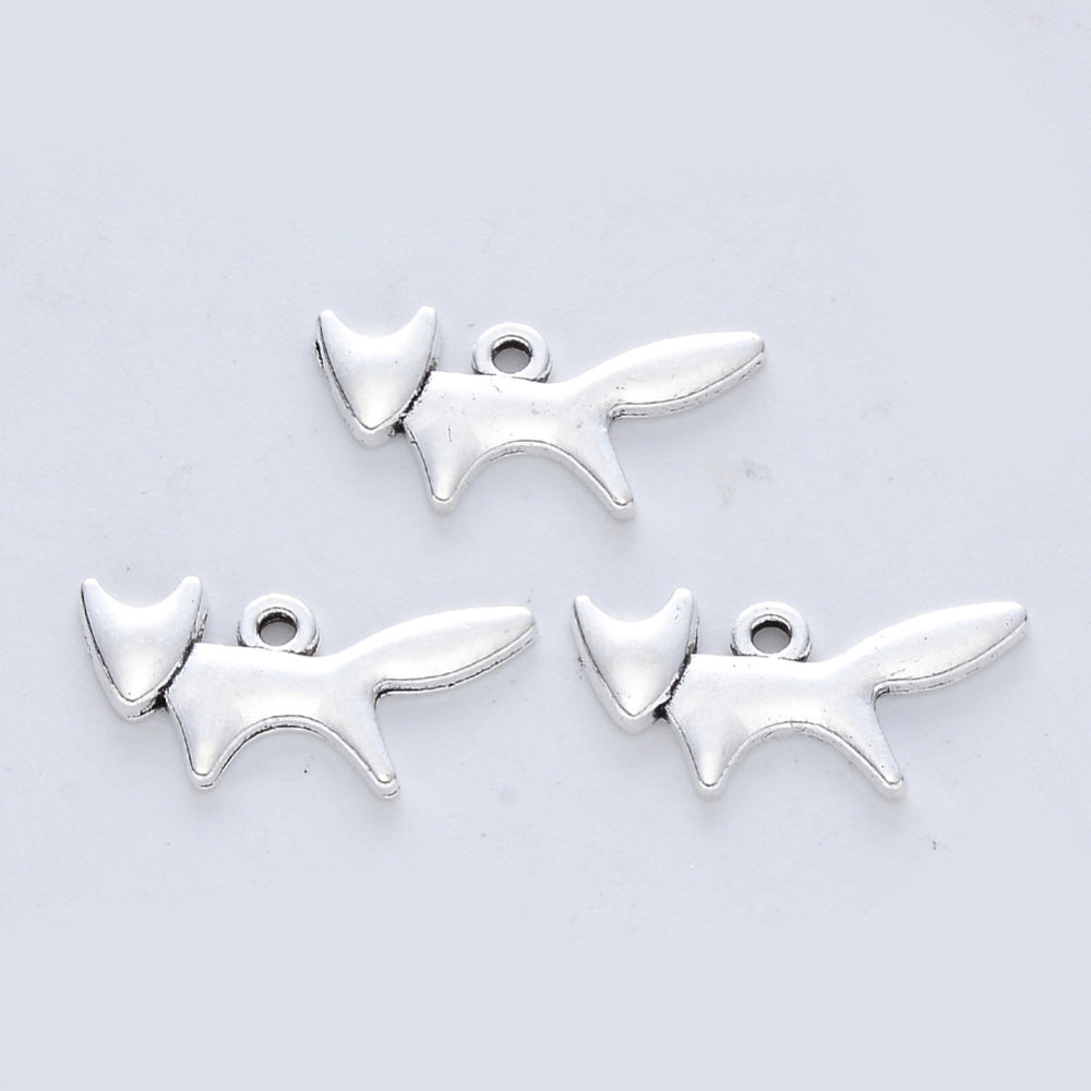Silver Fox Charms 10x20x1mm Nickel Free - Pack of 50