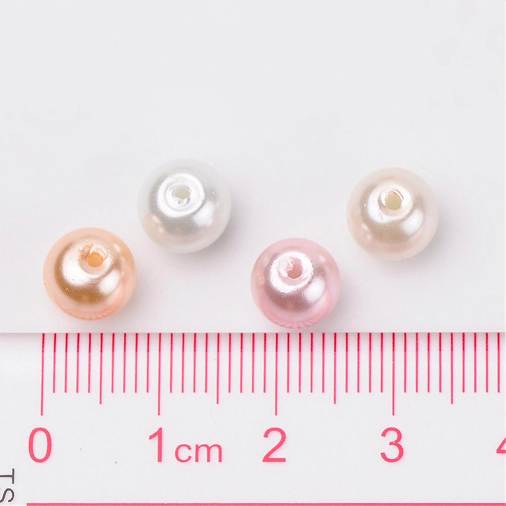 Glass Pearl Beads 8mm (1.0mm Hole) Barely Pink Mix - Pack of 100