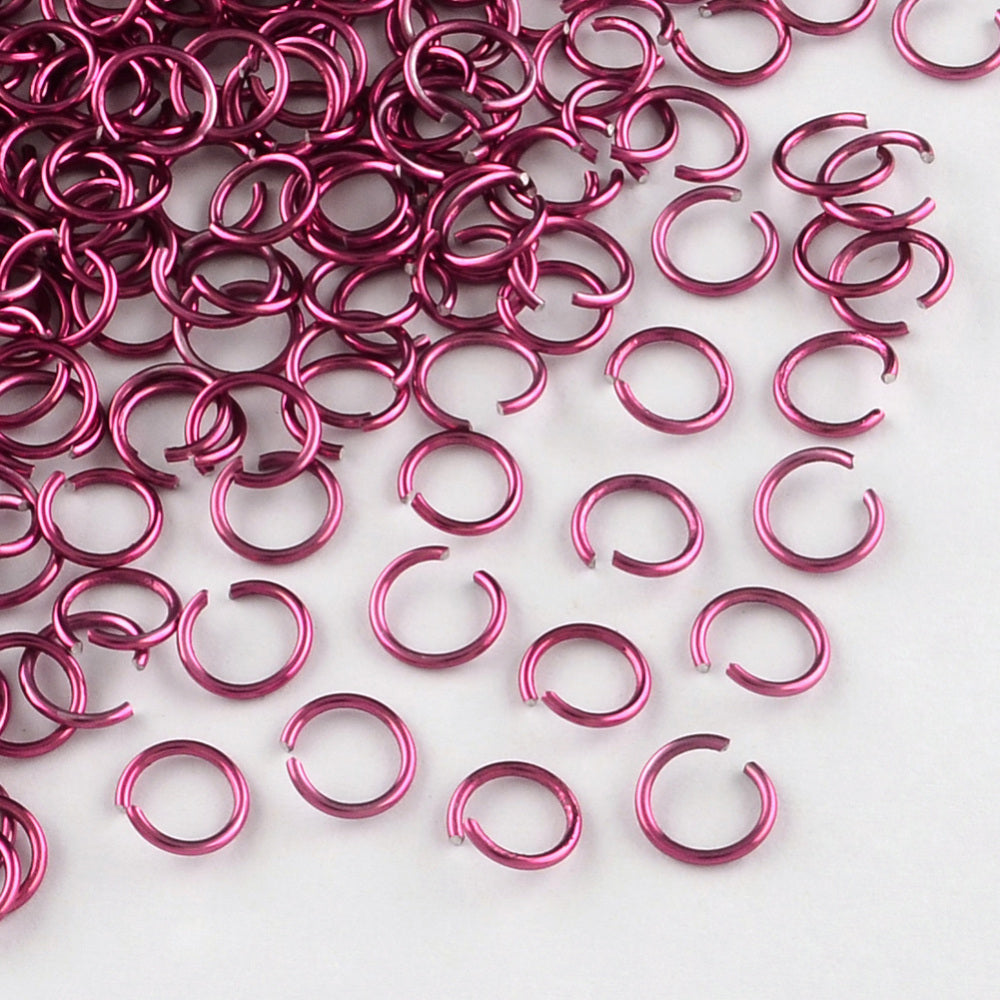 Aluminium Jump Rings 6mm x 0.8mm - Crimson Pink - Pack of 2000