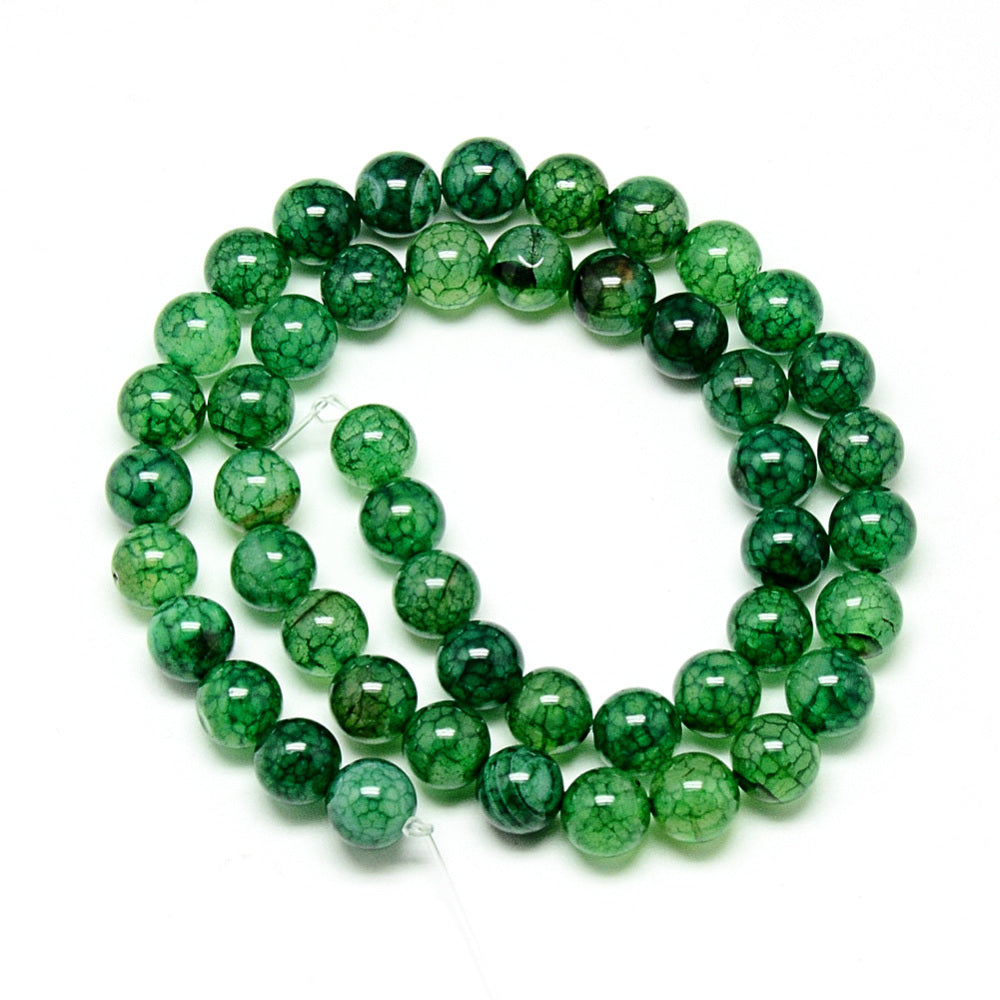 Natural Dragon Veins Agate Beads 8mm Green - Approx 48 Pcs per Strand