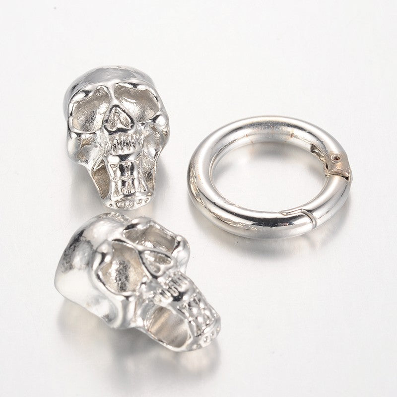 Skull Head Cord Clasp Platinum