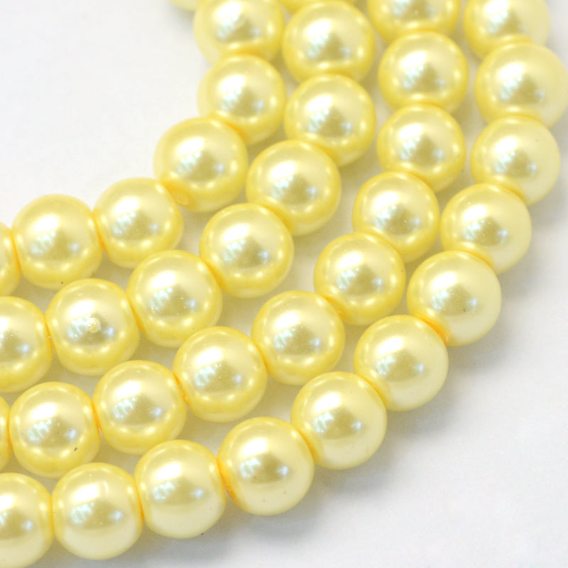 Glass Pearl Beads 8mm (1.0mm Hole) Champagne - One Strand of Approx 105 Beads