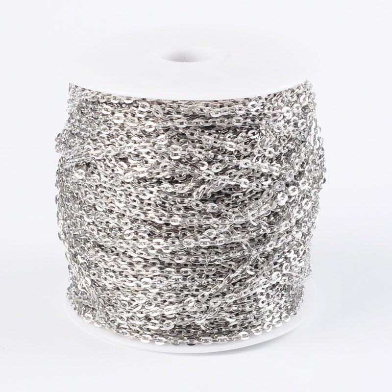 Iron Cross Chain - Silver - 4x2.7x0.7 mm - 10 Metre Reel