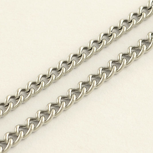 Stainless Steel Curb Chain 4x3x1 mm - 1 Metre