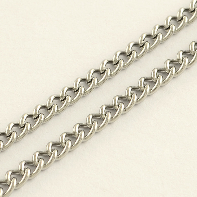 Stainless Steel Curb Chain 4x3x1 mm - 1 Metre