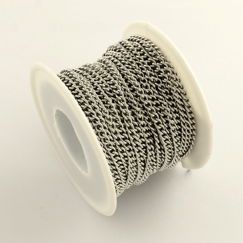 Stainless Steel Curb Chain 4x3x1 mm - 1 Metre
