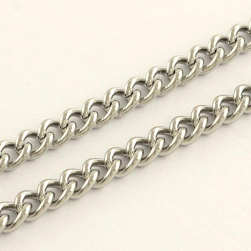 Stainless Steel Curb Chain 6x4.5x1.2mm - 1 Metre