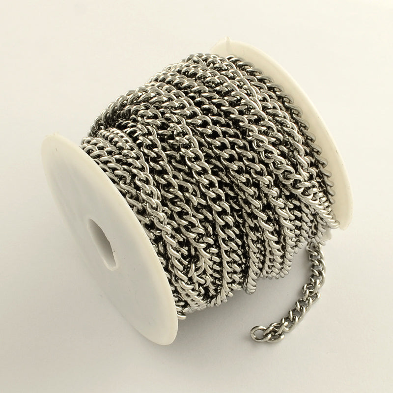 Stainless Steel Curb Chain 6x4.5x1.2mm - 1 Metre