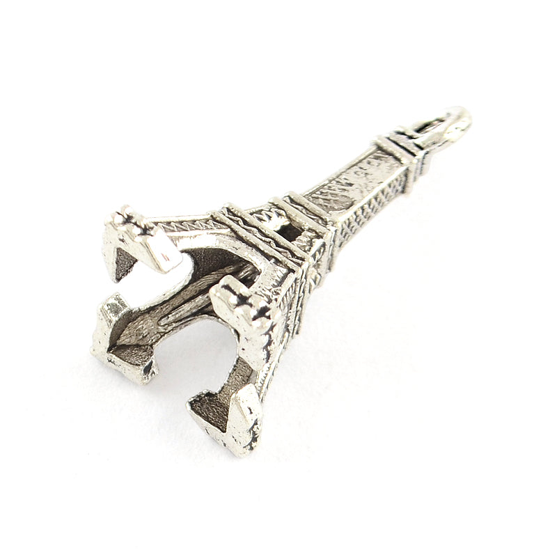 Eiffel Tower Charms Antique Silver 20x9x8.5mm Nickel Free - Pack of 100