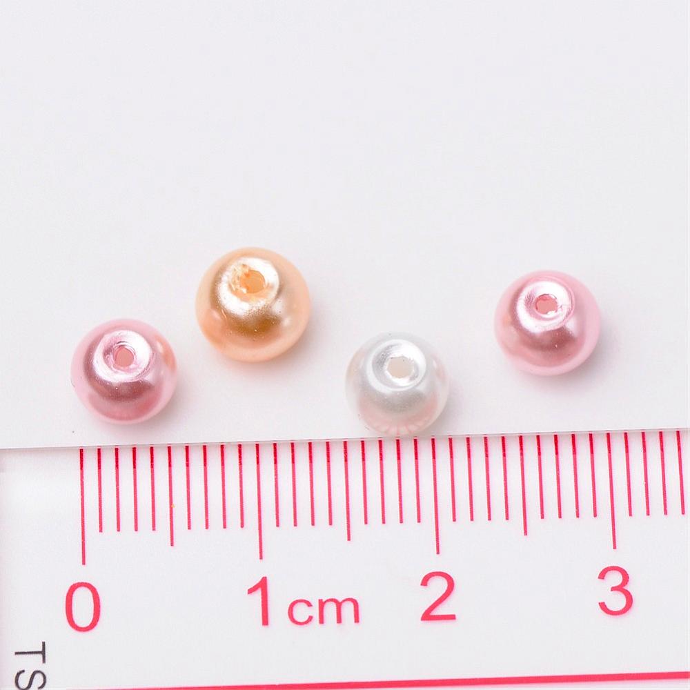 Glass Pearl Beads 6mm (1.0mm Hole) Barely Pink Mix - Pack of 200
