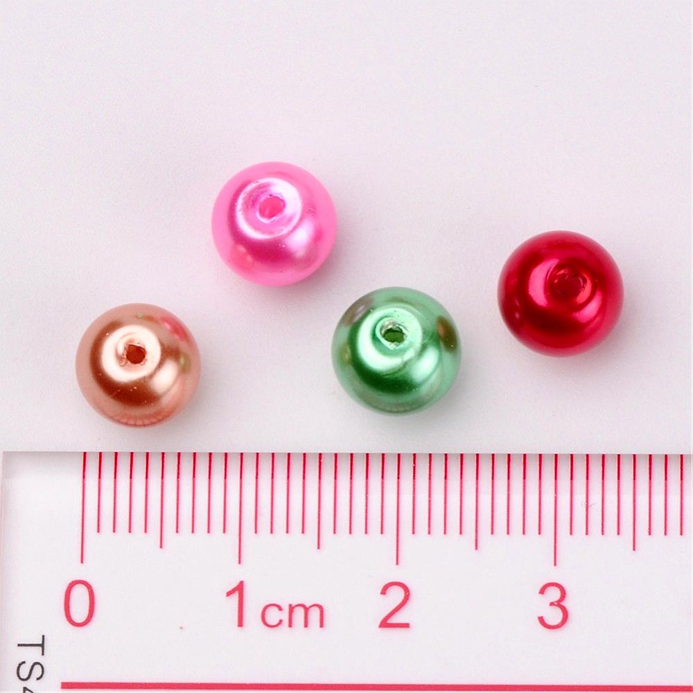 Glass Pearl Beads 8mm (1.0mm Hole) Christmas Mix - Pack of 100