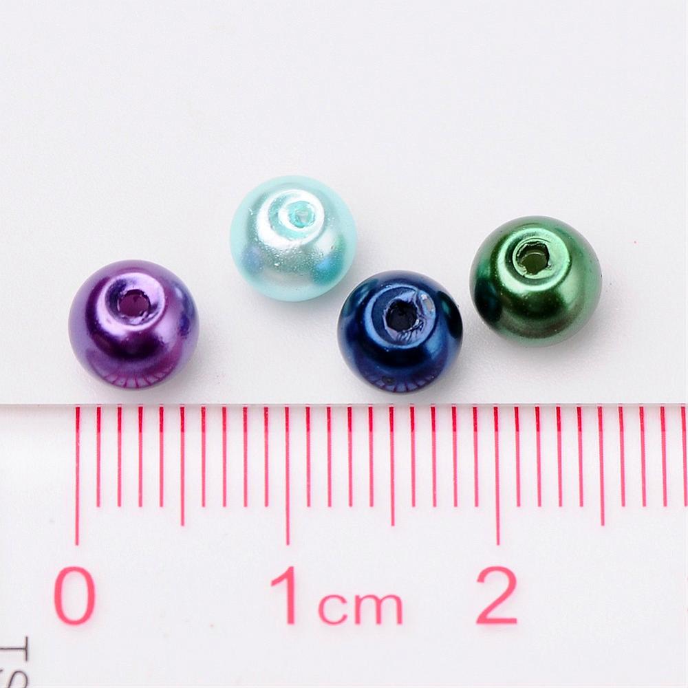 Glass Pearl Beads 6mm (1.0mm Hole) Ocean Mix - Pack of 200
