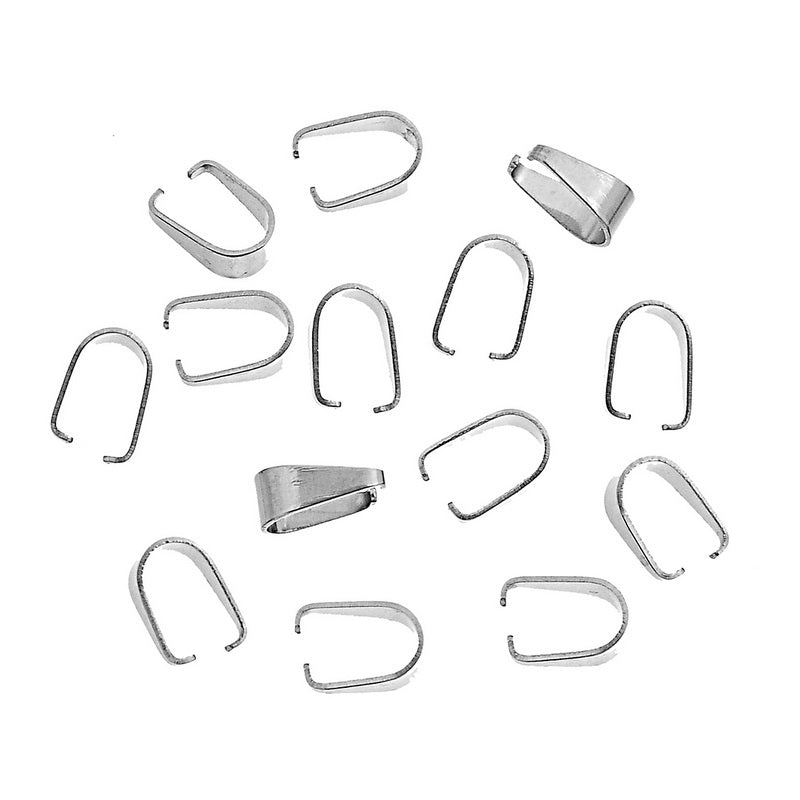 Stainless Steel Pendant Pinch Bail Clasp 10x9mm - Pack of 50