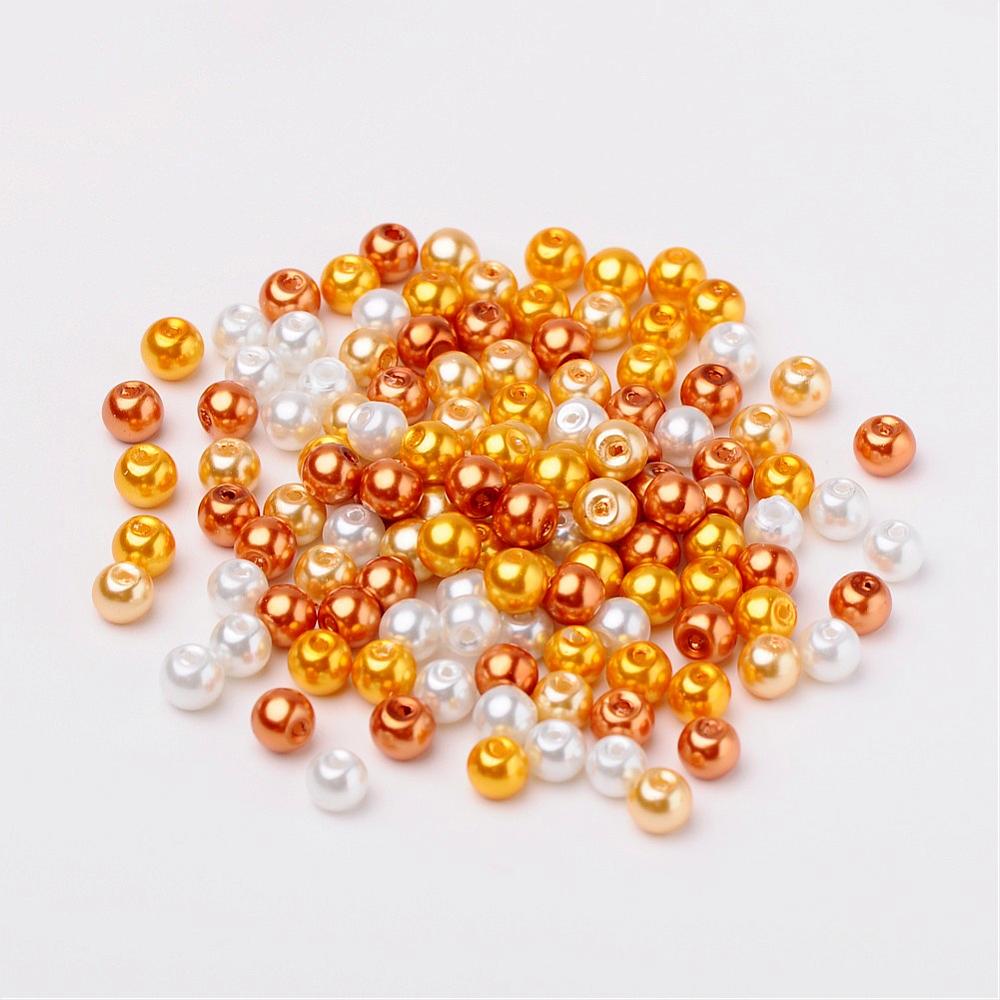 Glass Pearl Beads 6mm (1.0mm Hole) Caramel Mix - Pack of 200