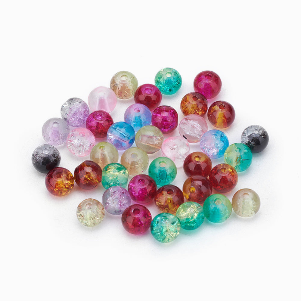 Two Tone Crackle Glass Beads 6mm Mixed Colours - Pack of 200