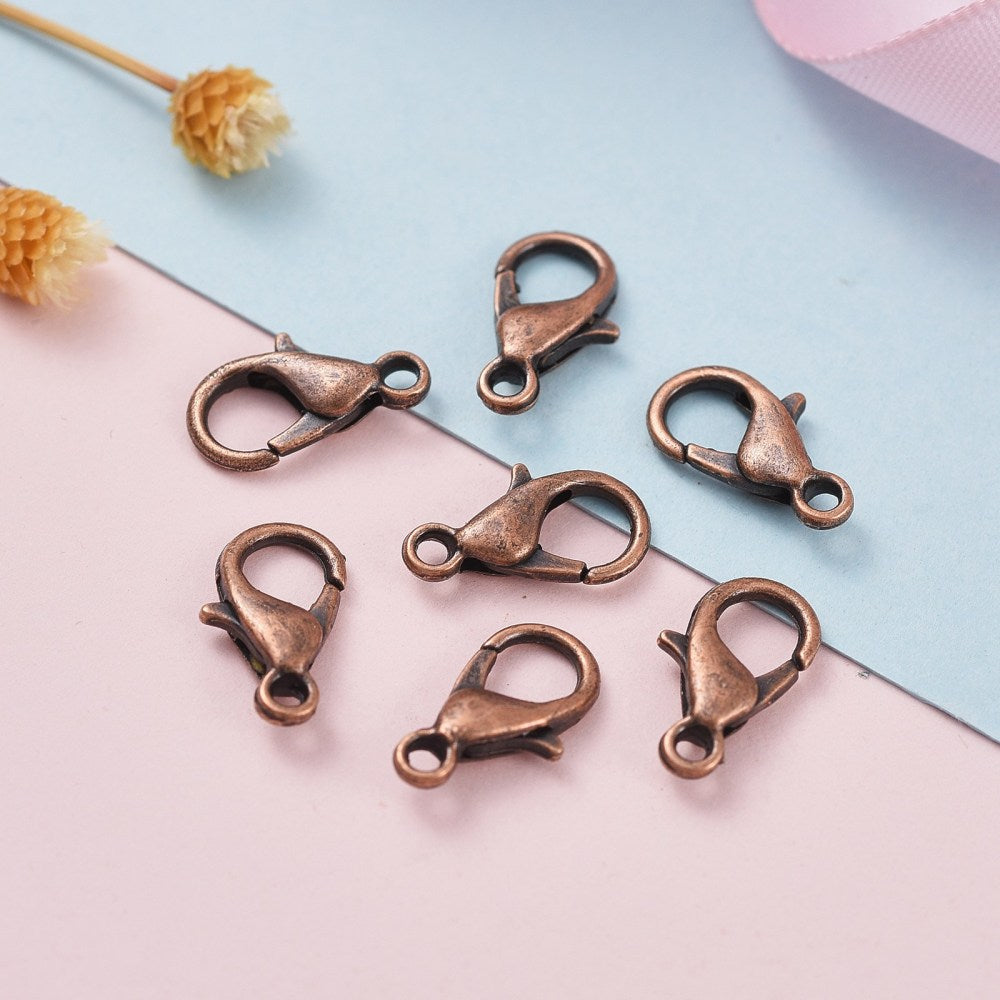 Red Copper Tone Lobster Clasp 12 x 6 mm - Pack of 50