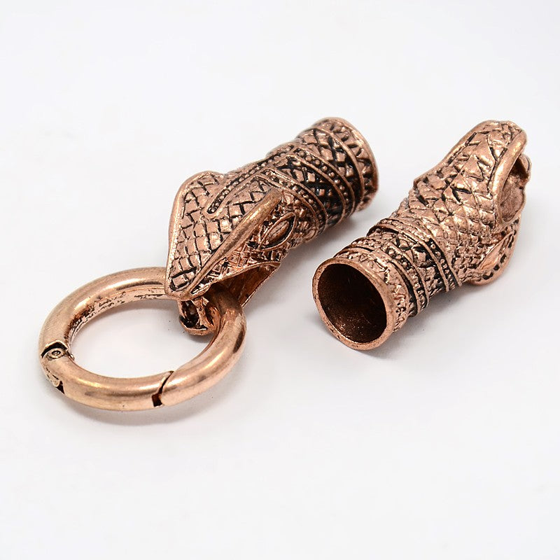 Snake Head Cord Clasp Antique Copper
