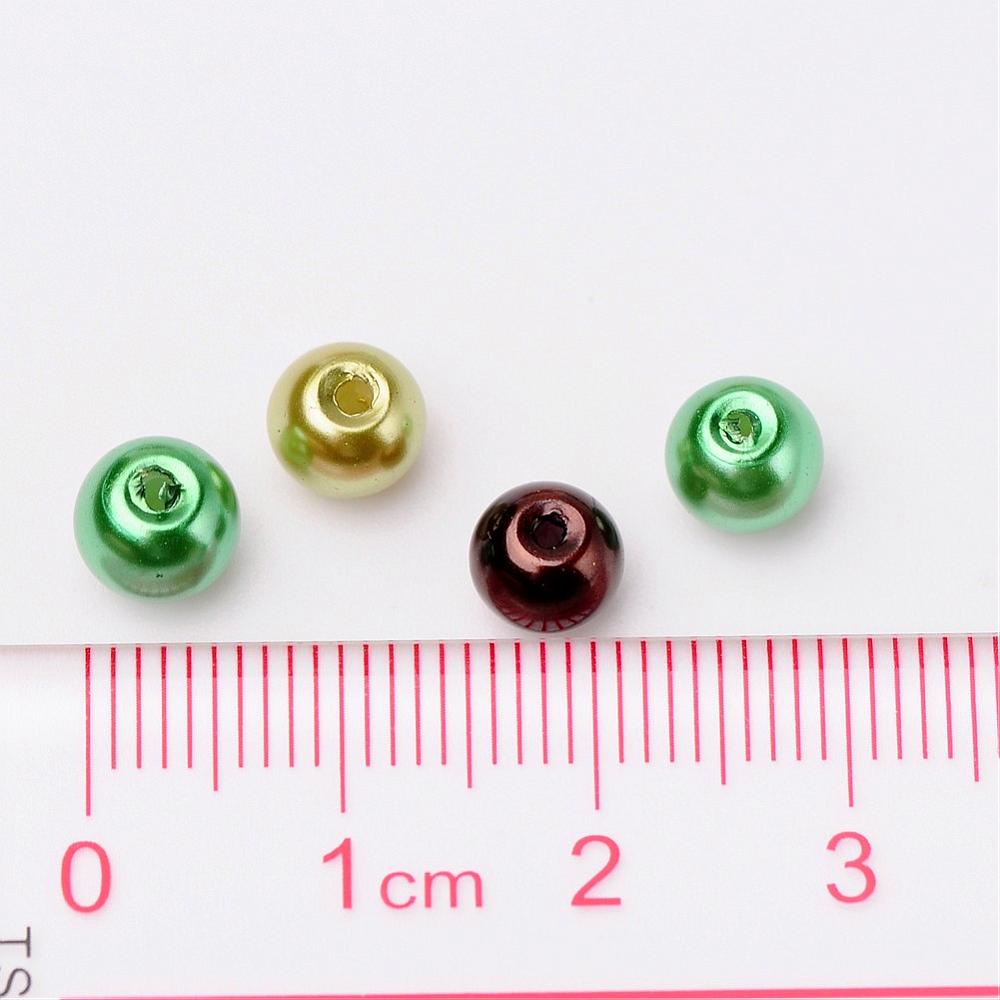 Glass Pearl Beads 6mm (1.0mm Hole) Choccy Mint Mix - Pack of 200