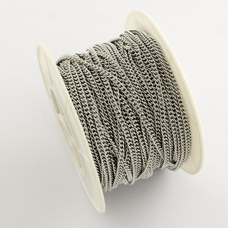 Stainless Steel Curb Chain Link Size 1.8x1.2x0.4 mm - 1 Metre