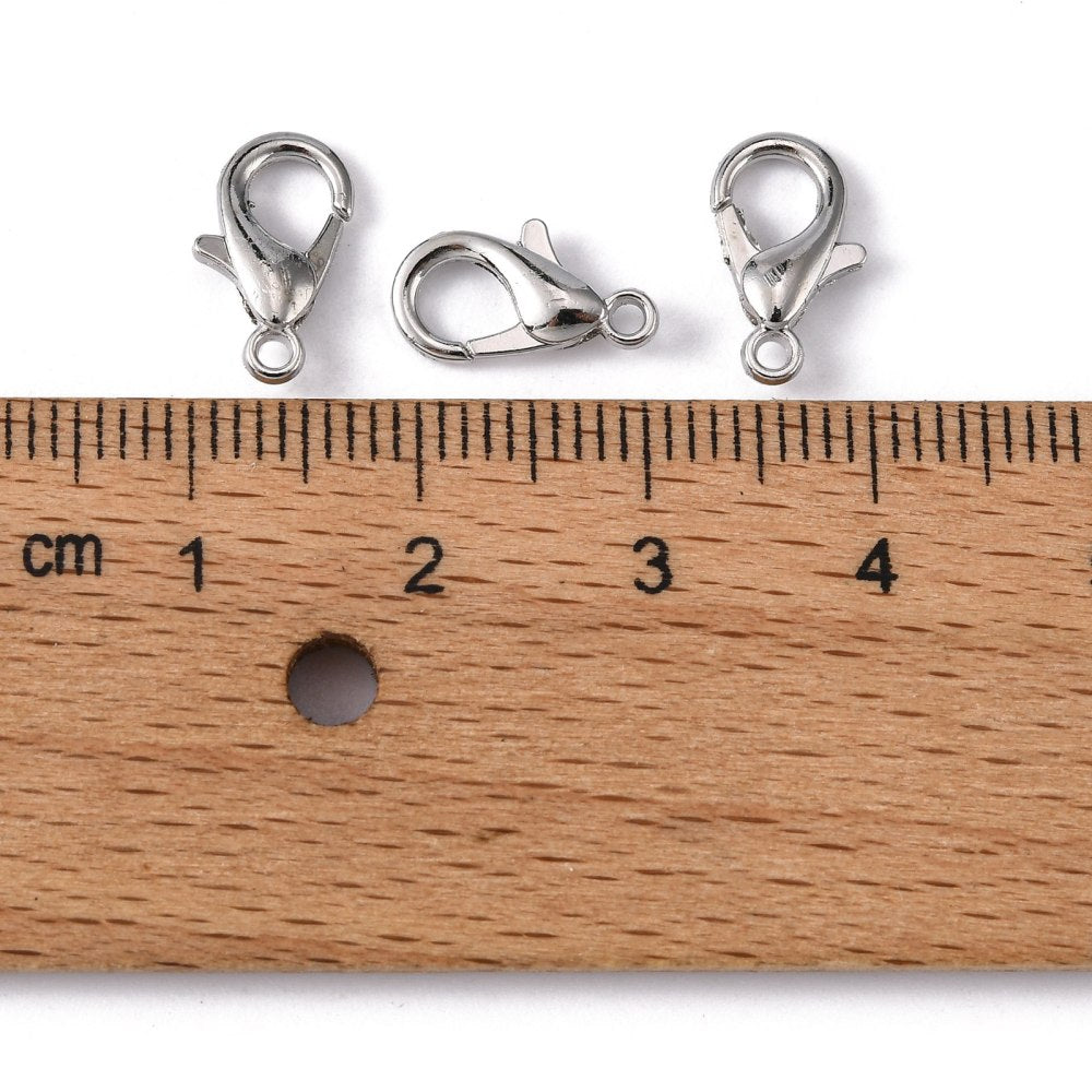 Platinum Tone Lobster Clasp 12mm x 6mm - Pack of 100