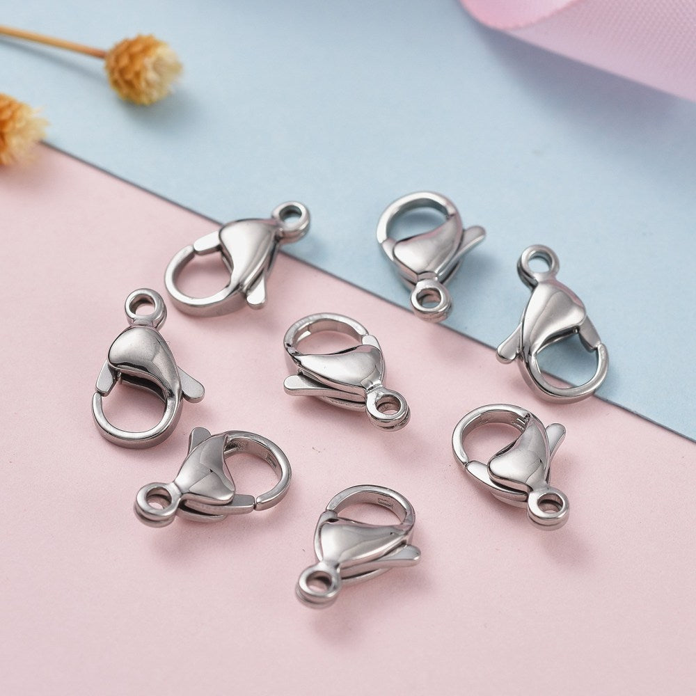 Stainless Steel Lobster Clasp 13x8mm - Pack of 10