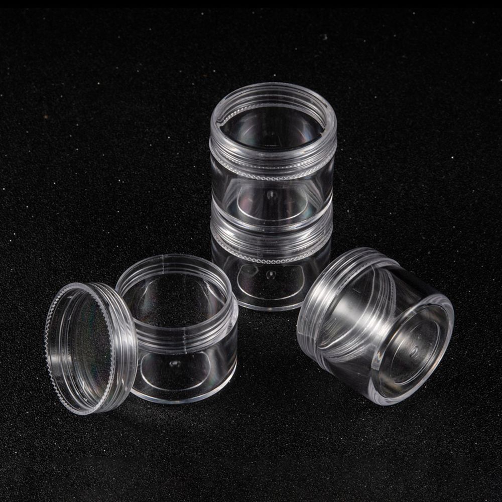 Plastic Bead Containers about 3.9cm in diameter, 3.3cm high, Capacity: 15ml (0.5 fl. oz) - Pack of 6