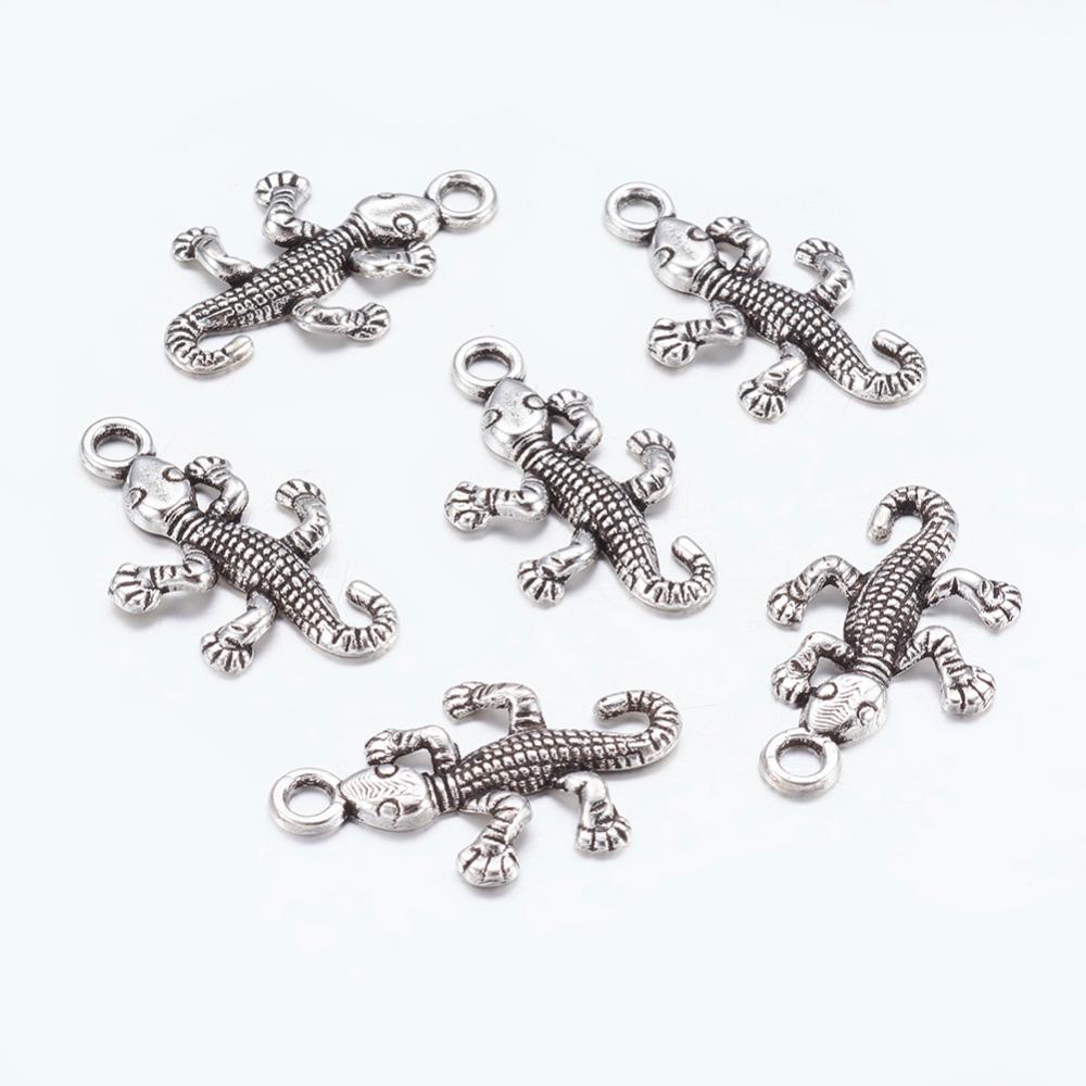 Gecko Lizard Charms Antique Silver 25.5x15.5x2.5 - Pack of 20