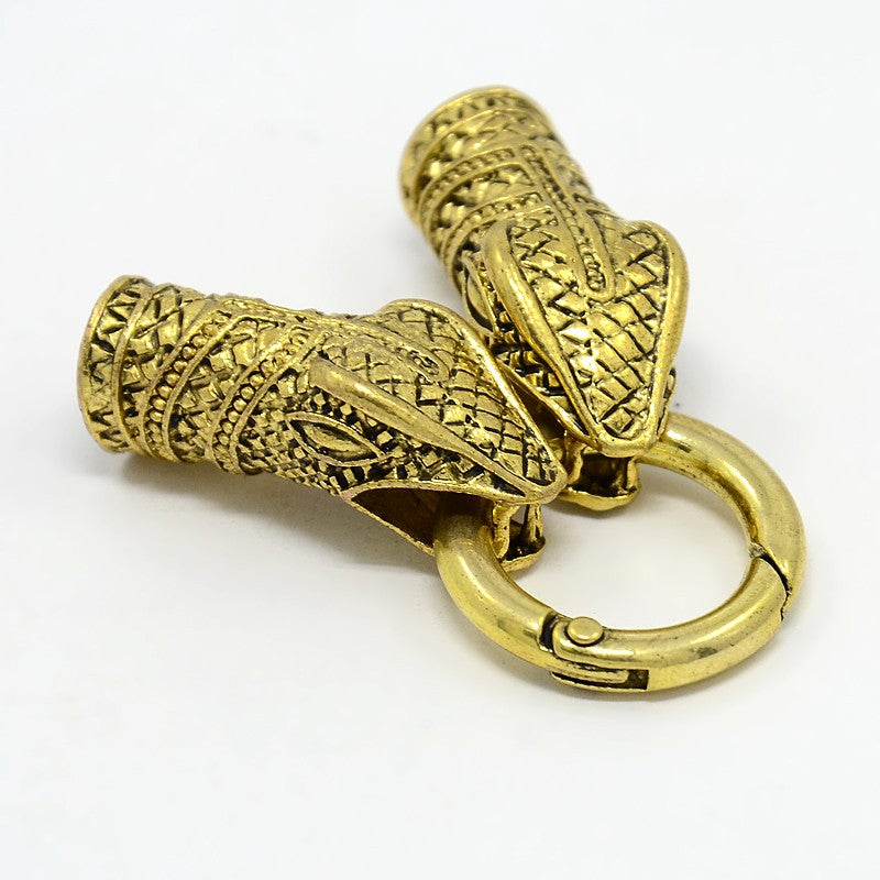Snake Head Cord Clasps Antique Gold
