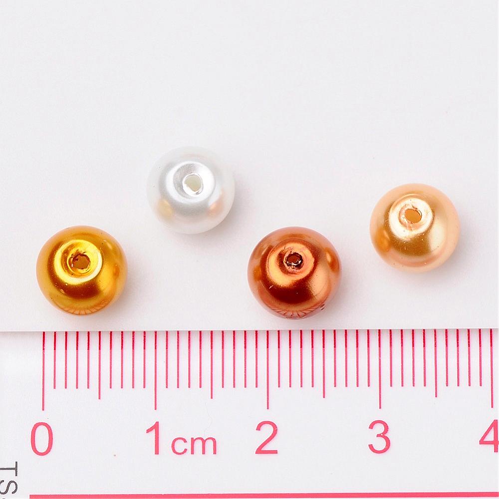 Glass Pearl Beads 8mm (1.0mm Hole) Caramel Mix - Pack of 100