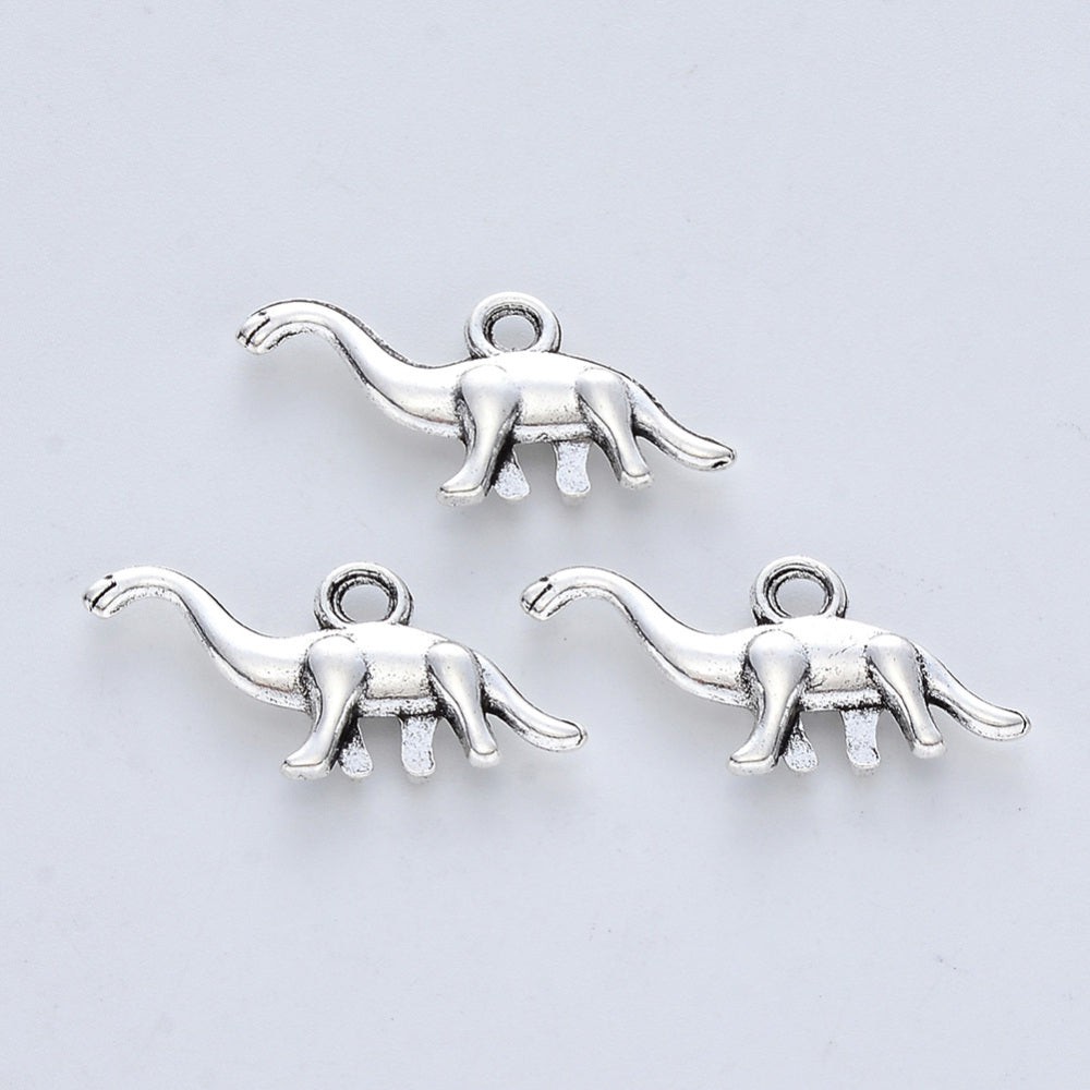 Diplodocus Dinosaur Charms Antique Silver 14x27x3.5 - Pack of 20