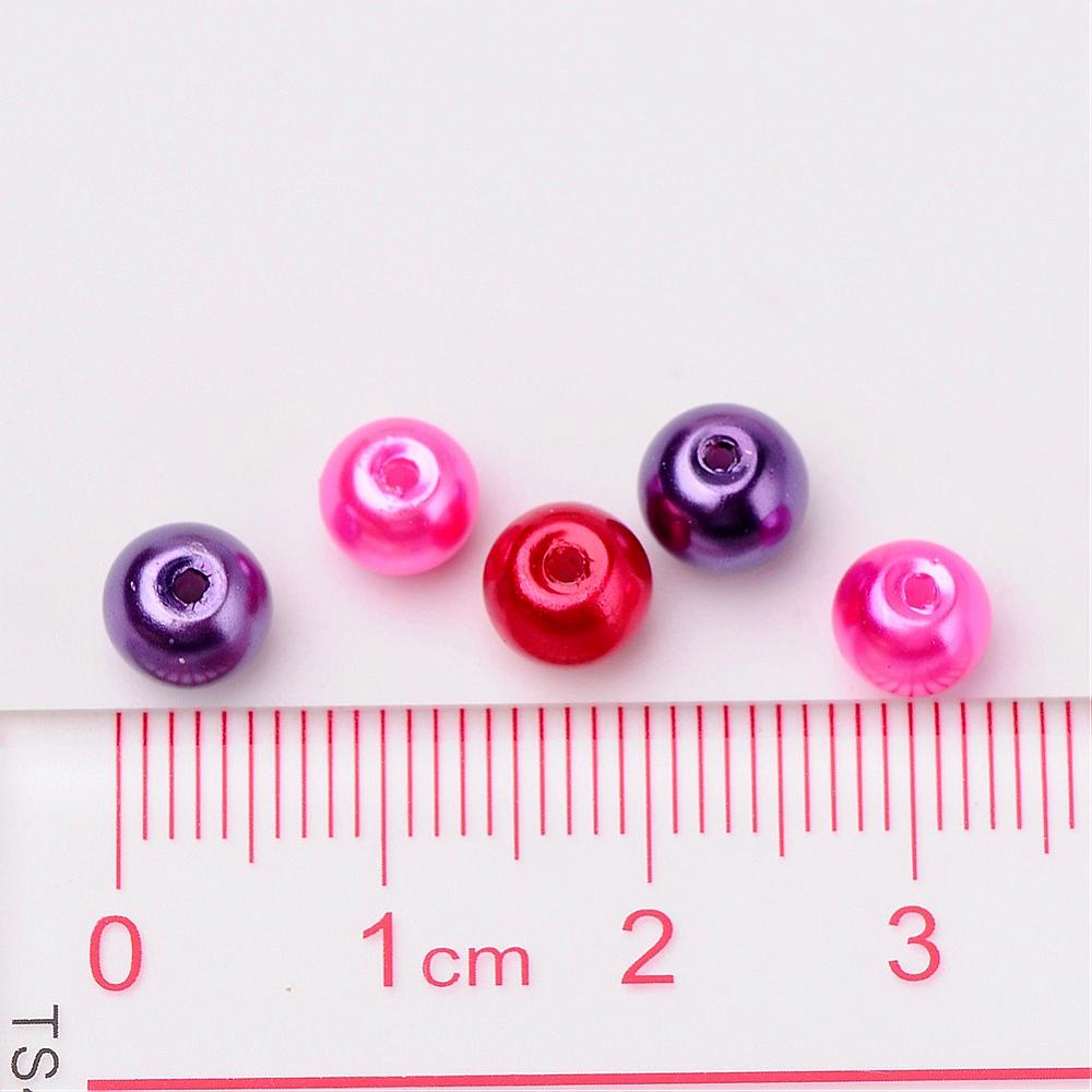 Glass Pearl Beads 6mm (1.0mm Hole) Valentines Mix - Pack of 200