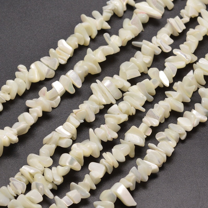 Natural White Mother of Pearl Chip Beads 5-8mm Wide - 32" Strand