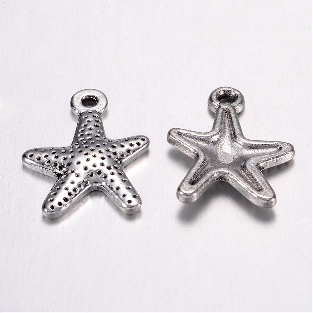 Starfish Charms Antique Silver 16x12mm - Pack of 50