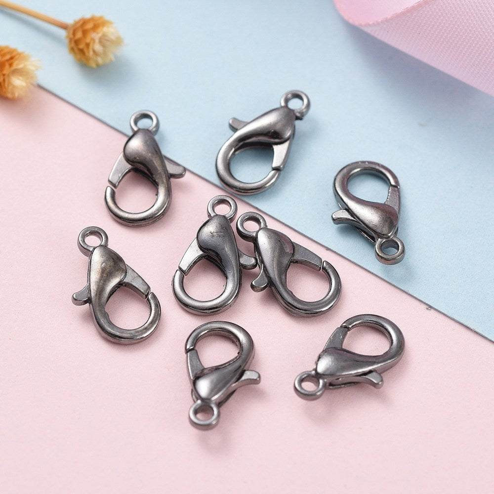 Gunmetal Lobster Clasps 14 mm x 8 mm, Hole: 1.8 mm - Pack of 50