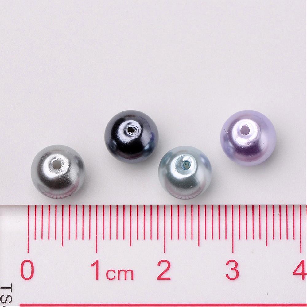 Glass Pearl Beads 8mm (1.0mm Hole) Silver Grey Mix - Pack of 100