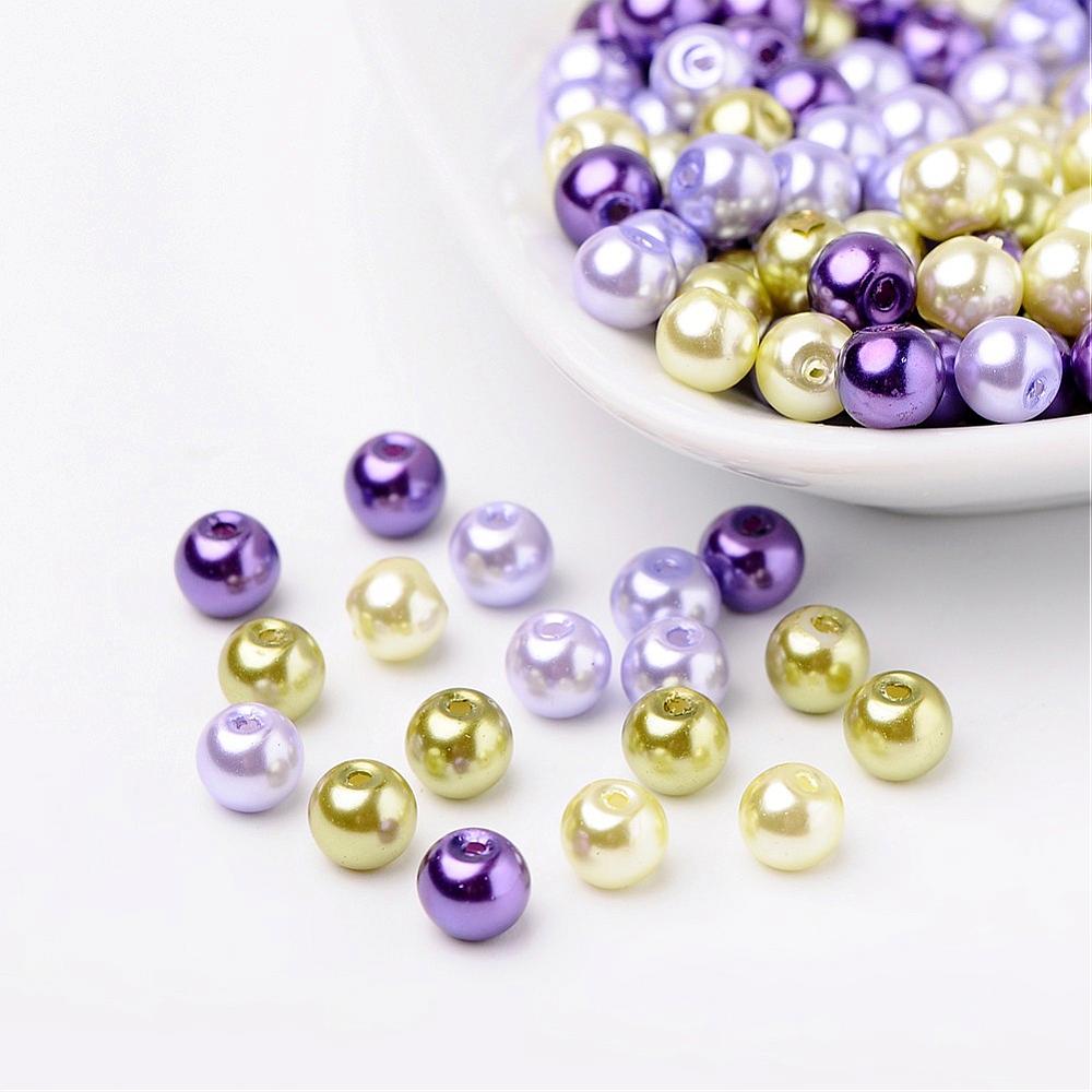 Glass Pearl Beads 6mm (1.0mm Hole) Lavender Garden Mix - Pack of 200