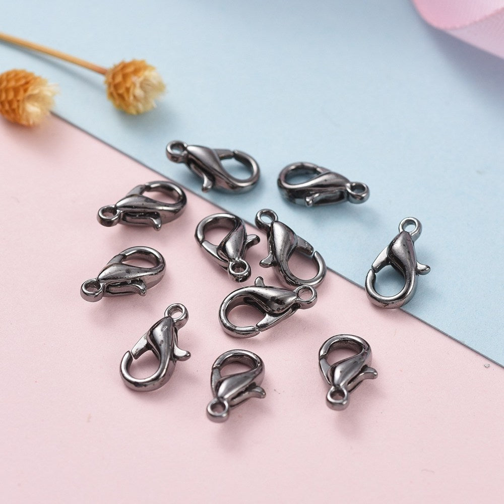 Gunmetal Lobster Clasps 10 mm x 6 mm, Hole: 1 mm - Pack of 100