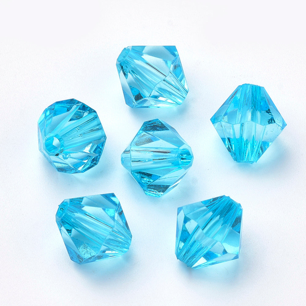 Acrylic Bicone Beads - Mixed Colour 6mm x 5.5mm (2mm Hole) - Pack of 500