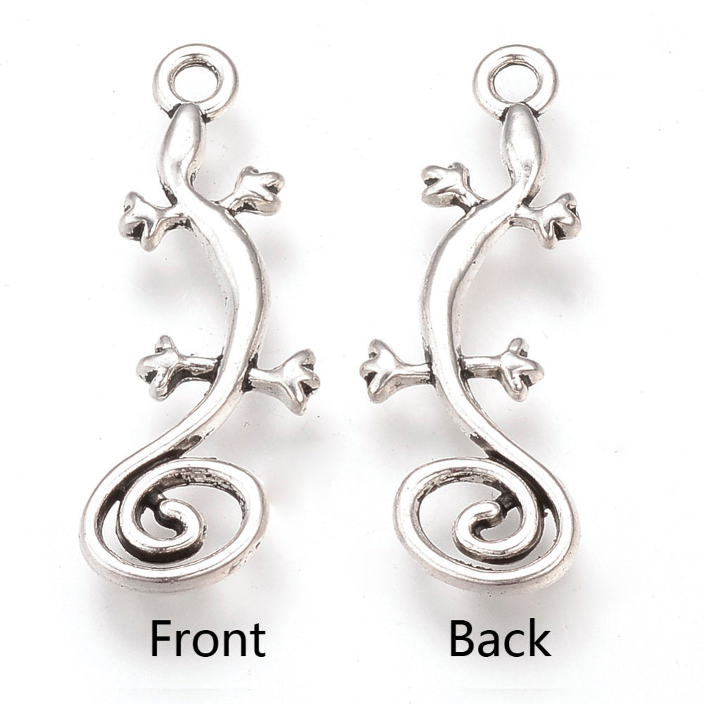 3D Silver Lizard Charms 29x10.5x2.5 - Pack of 50