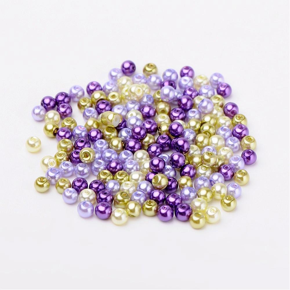 Glass Pearl Beads 8mm (1.0mm Hole) Lavender Garden Mix - Pack of 100