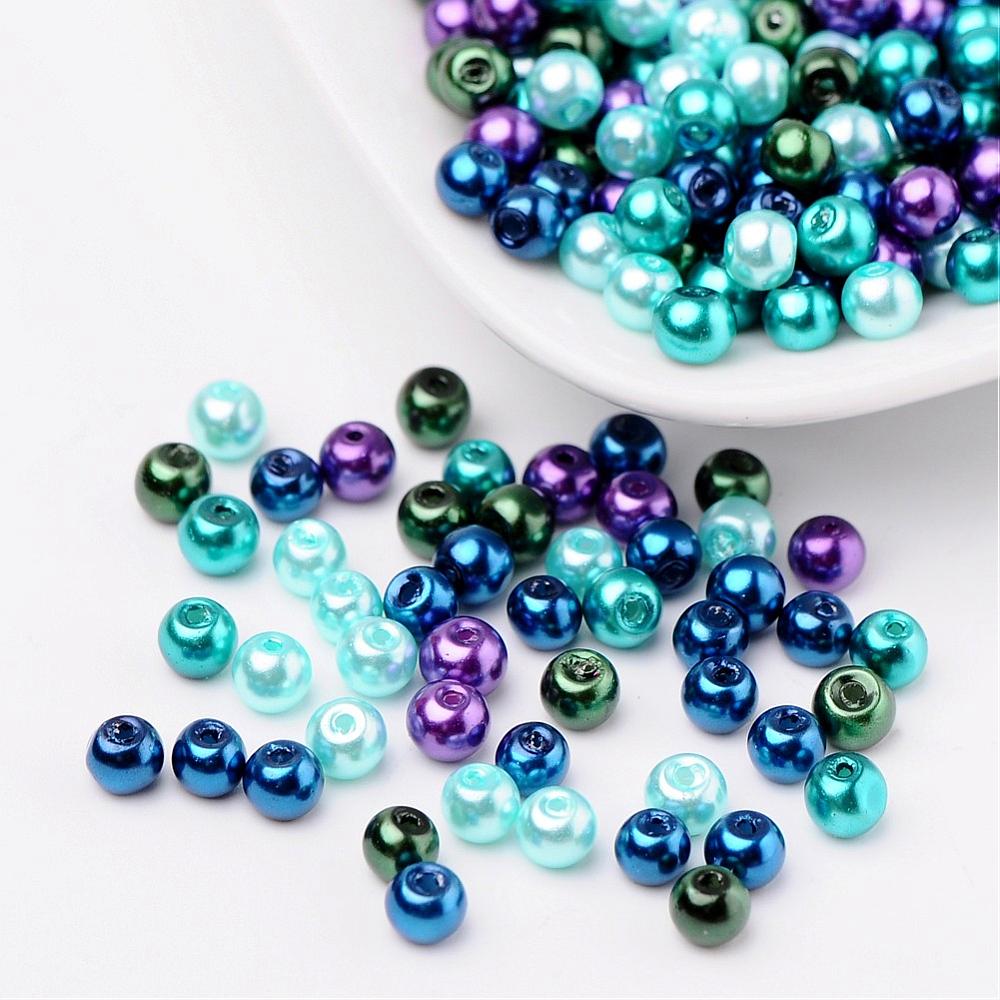 Glass Pearl Beads 4mm (0.8mm Hole) Ocean Mix - Pack of 400