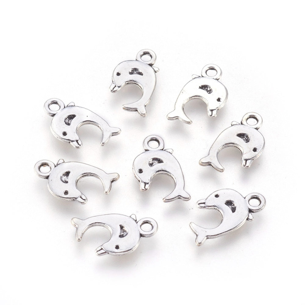 Cute Dolphin Charms Silver 16x9x2mm Nickel Free - Pack of 50