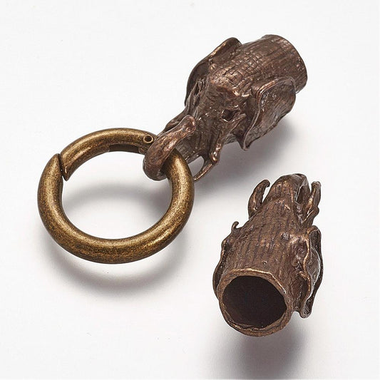 Elephant Head Cord Clasps Antique Bronze