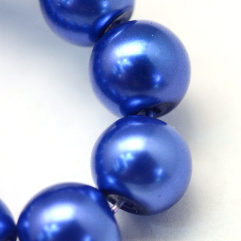 Glass Pearl Beads 8mm (1.0mm Hole) Blue - One Strand of Approx 105 Beads