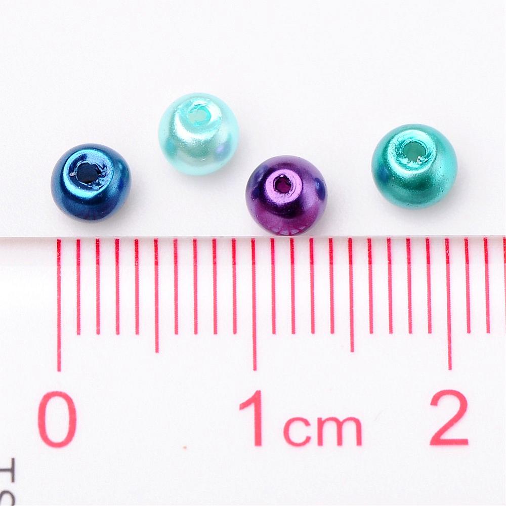 Glass Pearl Beads 4mm (0.8mm Hole) Ocean Mix - Pack of 400