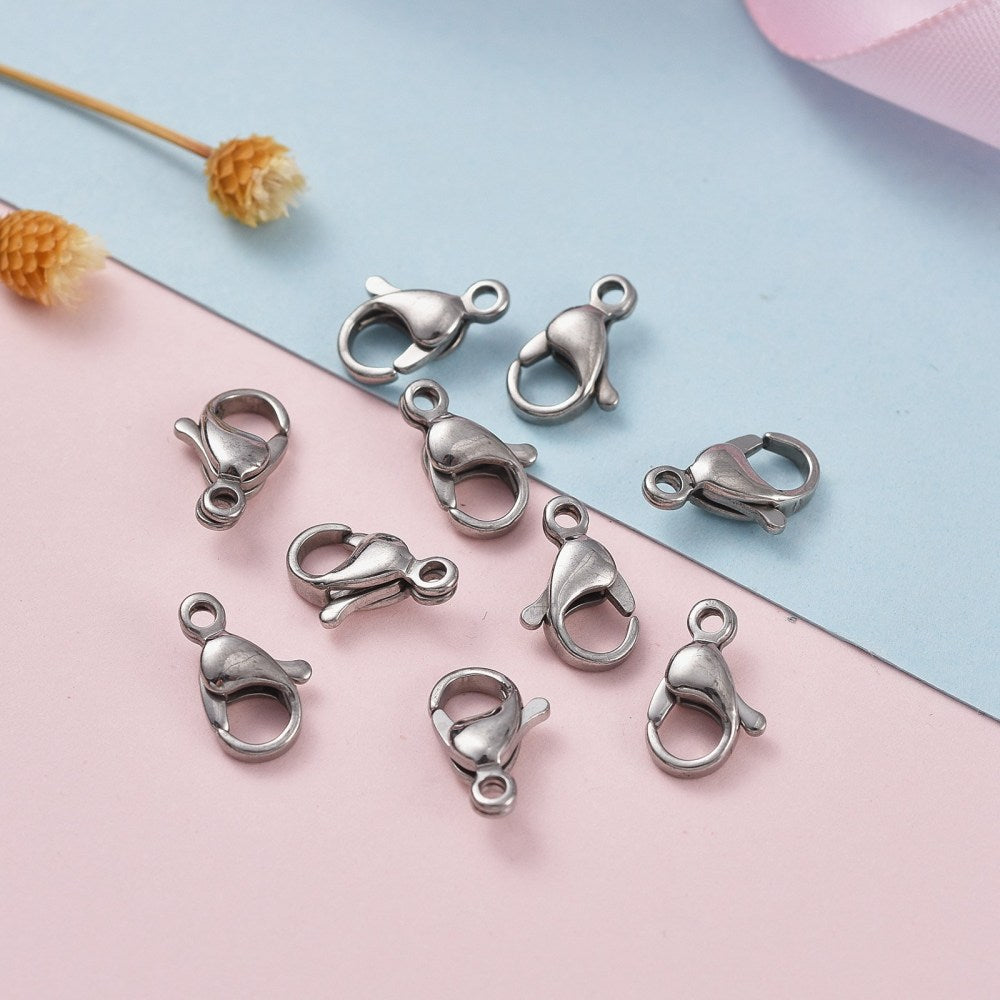 Stainless Steel Lobster Clasp 12x7.5mm - Pack of 10
