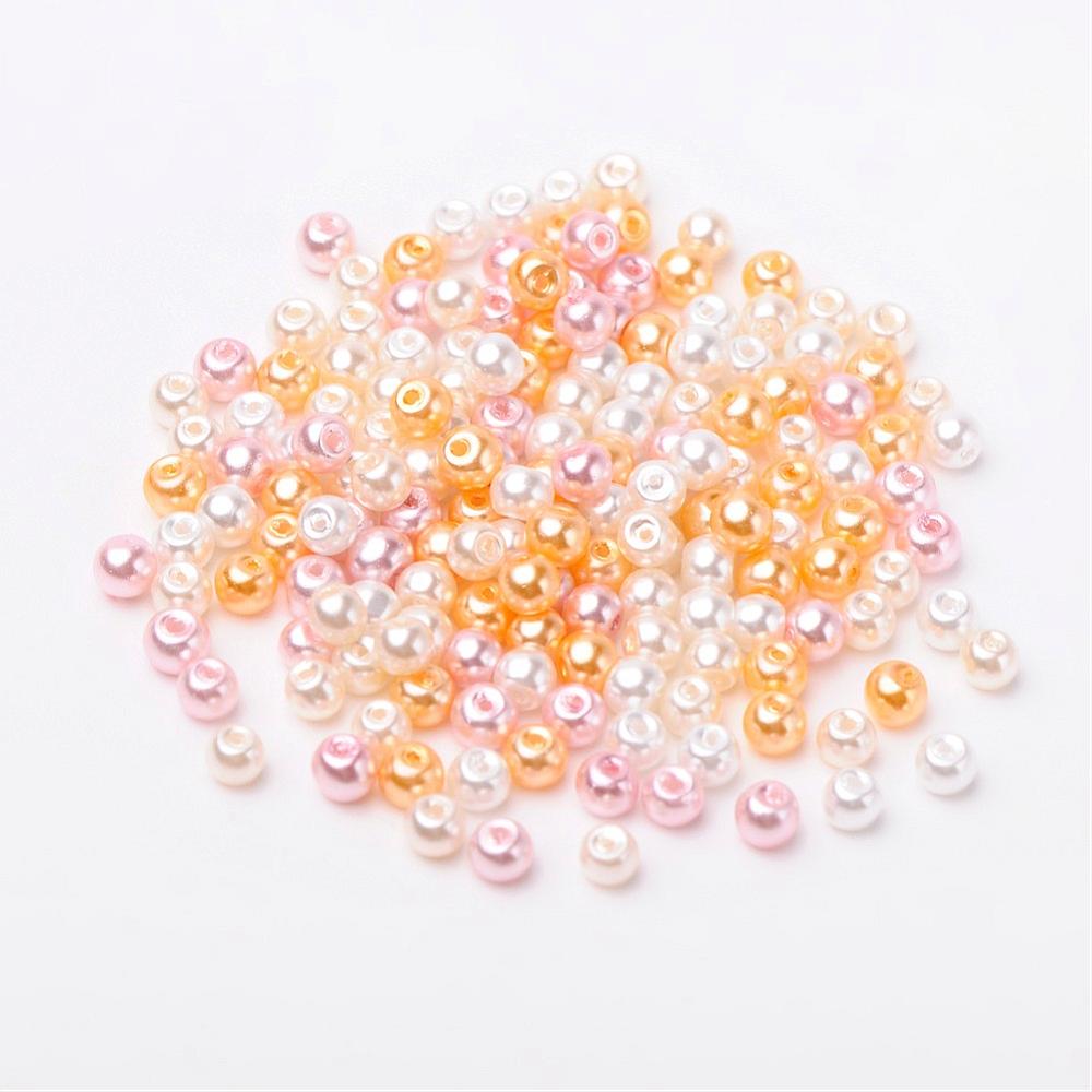 Glass Pearl Beads 4mm (0.8mm Hole) Barely Pink Mix - Pack of 400