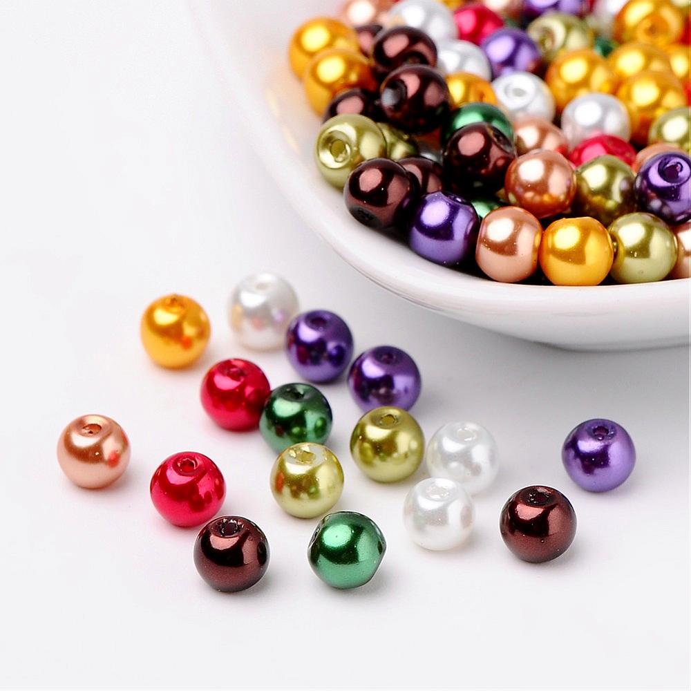 Glass Pearl Beads 6mm (1.0mm Hole) Luster Mix - Pack of 200